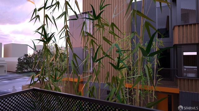 view of property exterior at dusk