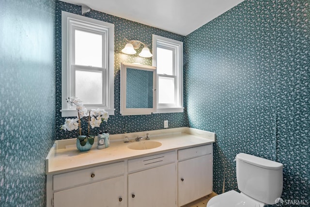 532 Vista Ct, Millbrae, CA 94030 - bathroom with vanity and wallpapered walls