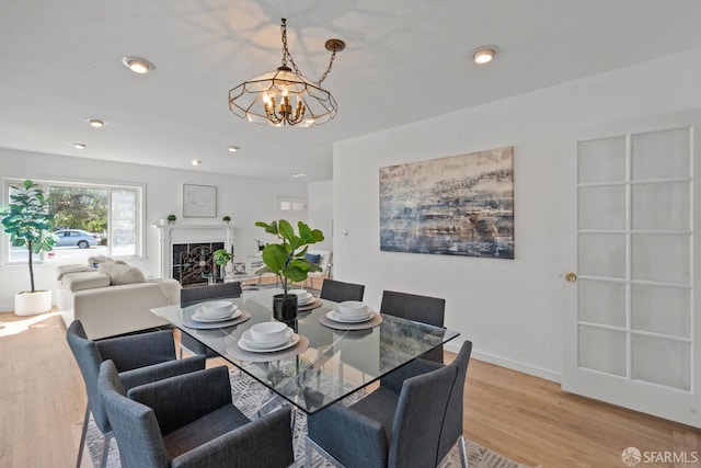532 Vista Ct, Millbrae, CA 94030 - dining space with a chandelier, light wood-style flooring, and recessed lighting