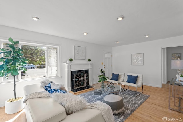 532 Vista Ct, Millbrae, CA 94030 - living room featuring wood finished floors, a fireplace, and recessed lighting