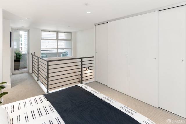 interior space with recessed lighting and carpet