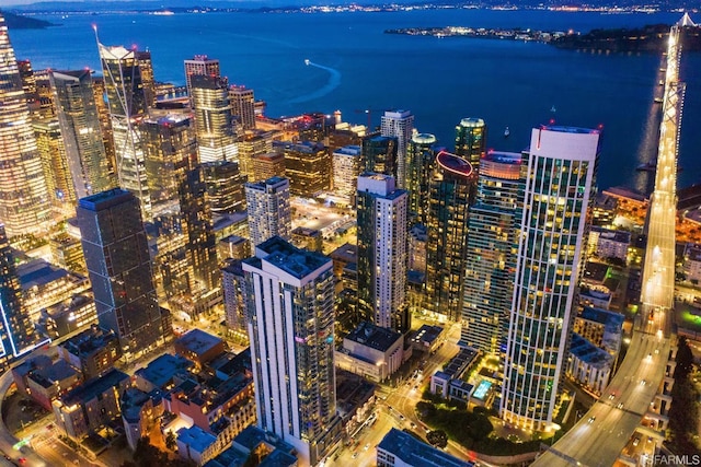 425 1st St Unit 3401, San Francisco, CA 94107 - aerial view at twilight of a view of city lights and a water view