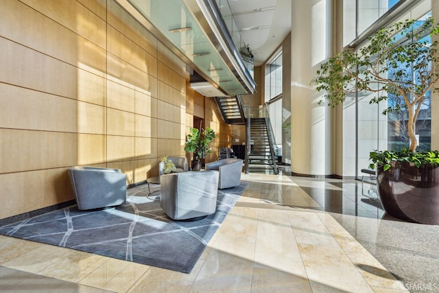 425 1st St Unit 3401, San Francisco, CA 94107 - common area featuring stairway and a towering ceiling