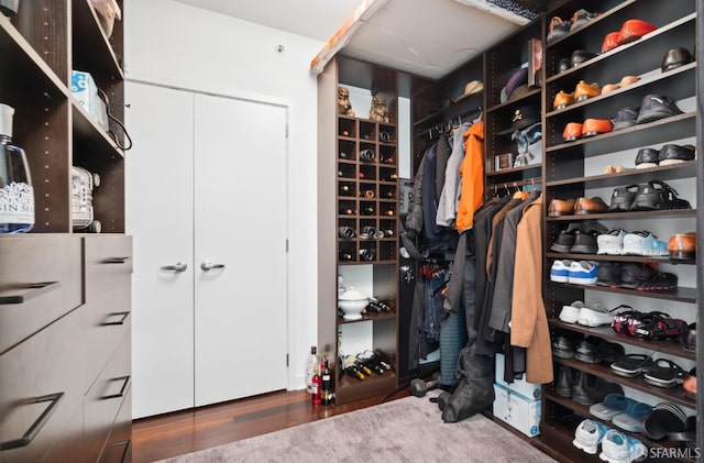 spacious closet with wood finished floors