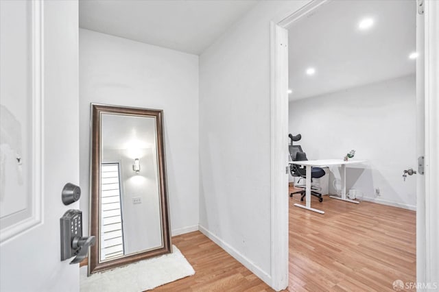 entryway with light wood-type flooring