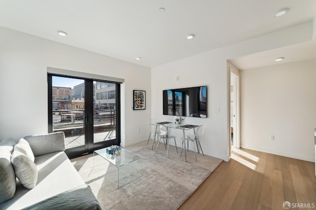 living room featuring light hardwood / wood-style floors