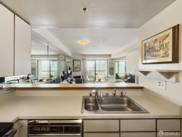 601 Van Ness Ave Unit 1047, San Francisco, CA 94102 - kitchen with light countertops, dishwashing machine, open floor plan, and stainless steel electric range