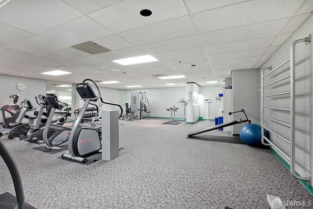 601 Van Ness Ave Unit 1047, San Francisco, CA 94102 - workout area featuring a drop ceiling and carpet floors