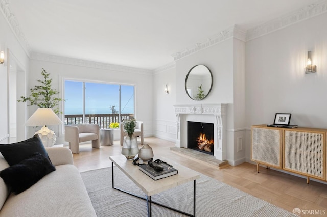 1867 15th Ave, San Francisco, CA 94122 - living room featuring a warm lit fireplace and ornamental molding