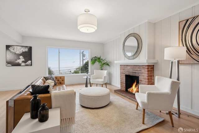 1867 15th Ave, San Francisco, CA 94122 - living room with a brick fireplace and wood finished floors