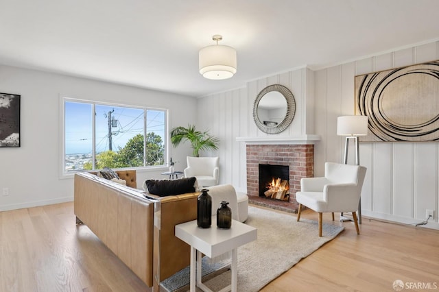 1867 15th Ave, San Francisco, CA 94122 - living room with light wood-type flooring and a fireplace
