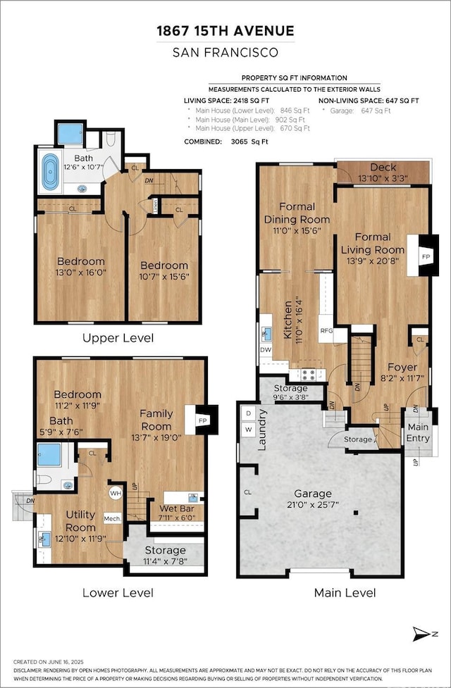 1867 15th Ave, San Francisco, CA 94122 - view of property floor plan