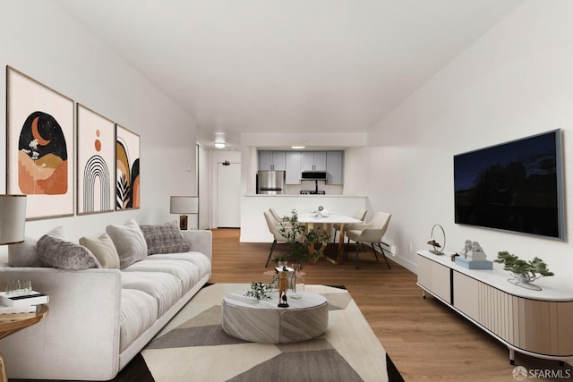 living room with light wood-type flooring