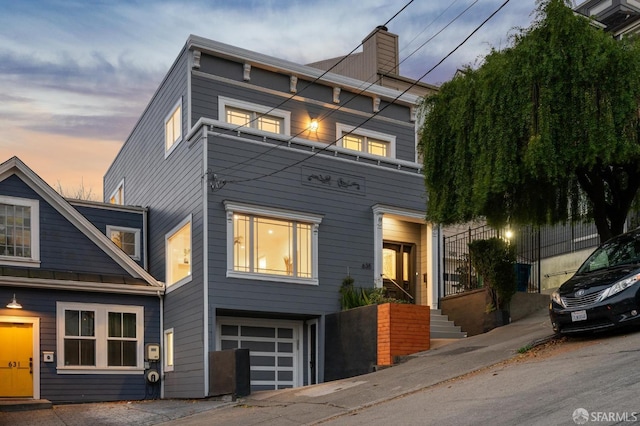 view of front of home featuring a garage