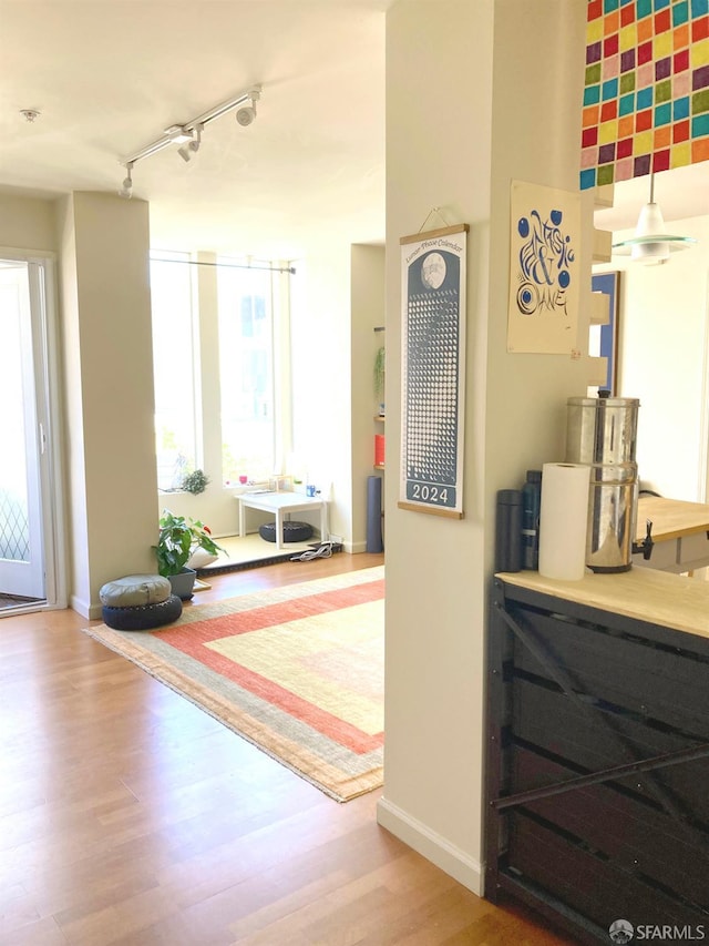 81 Frank Norris St Unit 501, San Francisco, CA 94109 - foyer with wood finished floors, baseboards, and track lighting