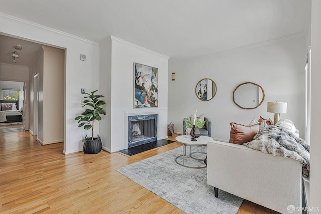 605 Carolina St, San Francisco, CA 94107 - living room featuring wood finished floors, ornamental molding, and a fireplace