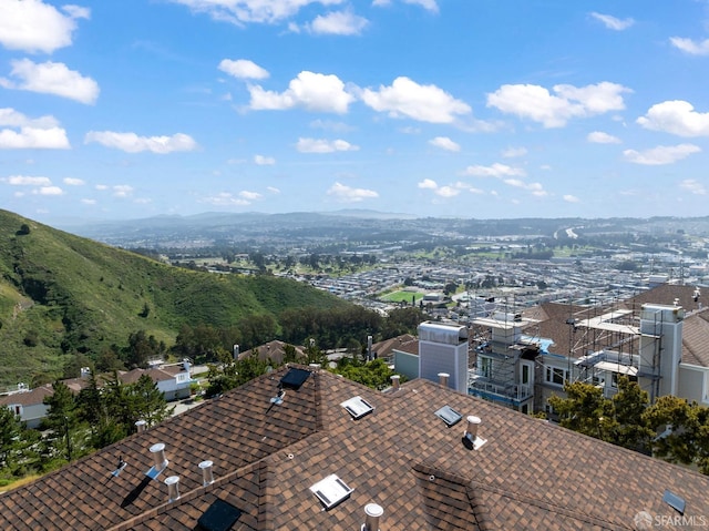 aerial view with a mountain view
