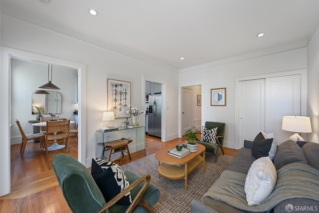 1630 Clay St Unit 4, San Francisco, CA 94109 - living area featuring light wood finished floors, baseboards, and recessed lighting
