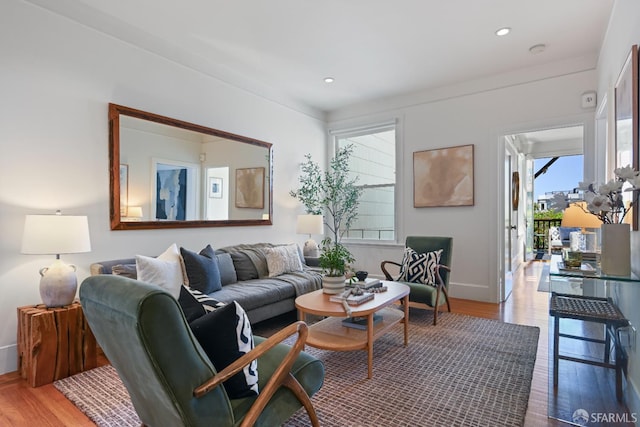 1630 Clay St Unit 4, San Francisco, CA 94109 - living room with light wood-style floors, baseboards, and recessed lighting