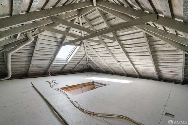 view of unfinished attic