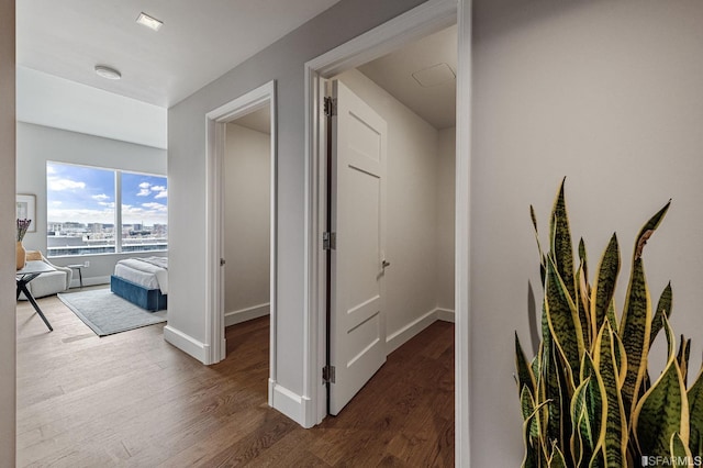 corridor featuring hardwood / wood-style floors