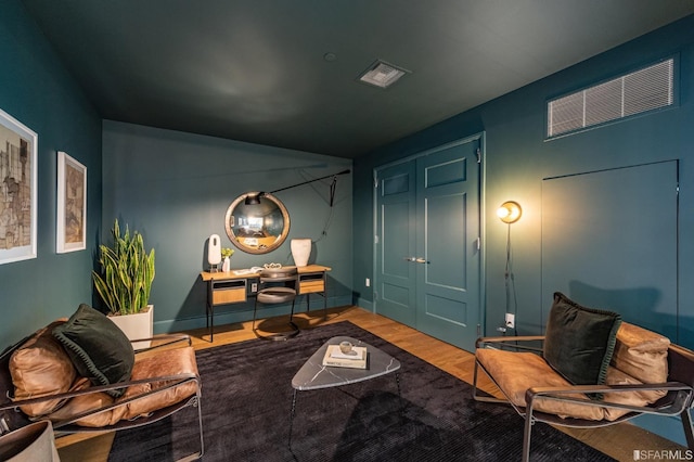 living area featuring wood-type flooring