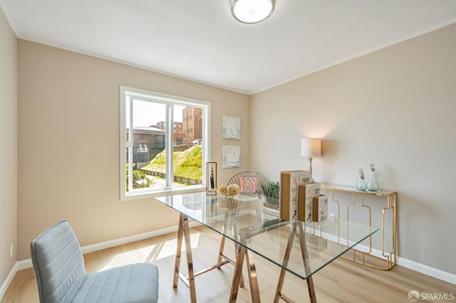 141 Cambridge St, San Francisco, CA 94134 - home office with wood finished floors, baseboards, and ornamental molding