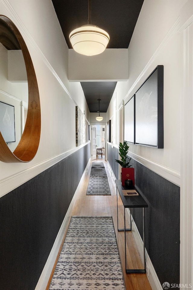 30 Lloyd St, San Francisco, CA 94117 - hallway with wood finished floors and a wainscoted wall