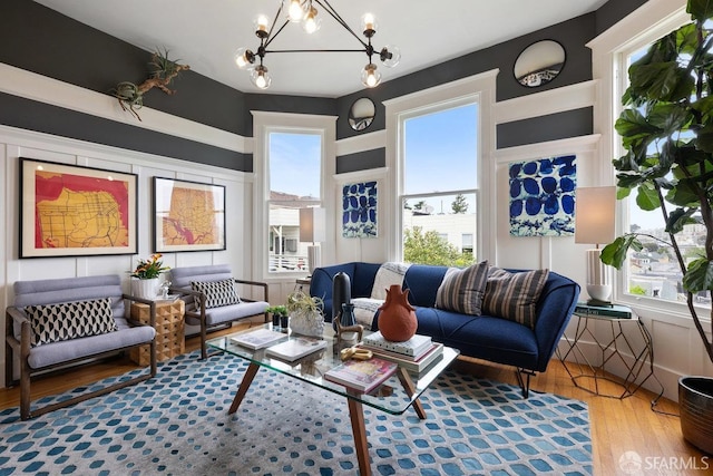 30 Lloyd St, San Francisco, CA 94117 - living room with a chandelier and wood finished floors