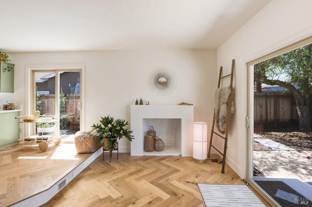 living room featuring baseboards