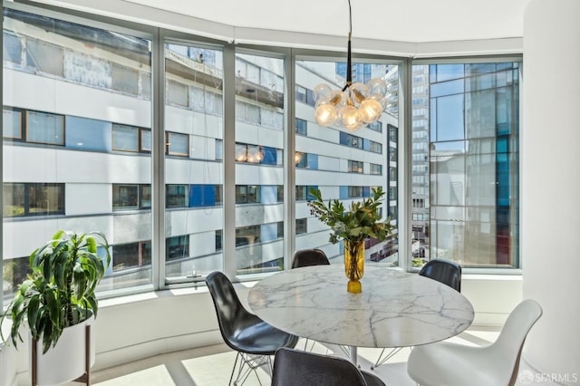 338 Main St Unit 6E, San Francisco, CA 94105 - dining room with a chandelier and healthy amount of natural light