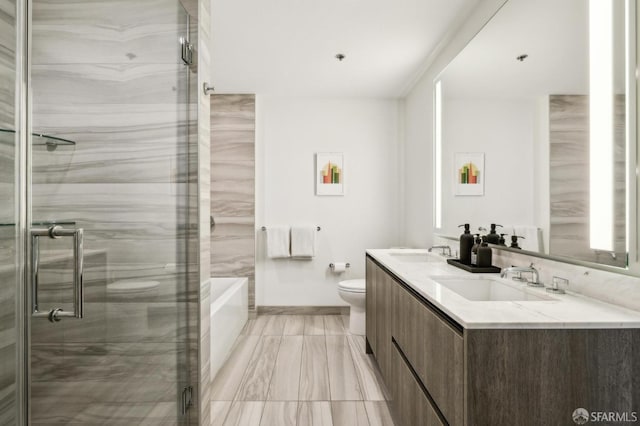 338 Main St Unit 6E, San Francisco, CA 94105 - full bathroom with toilet, a shower stall, double vanity, and a tub to relax in