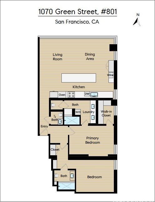 1070 Green St Unit 801, San Francisco, CA 94133 - view of floor plan / room layout