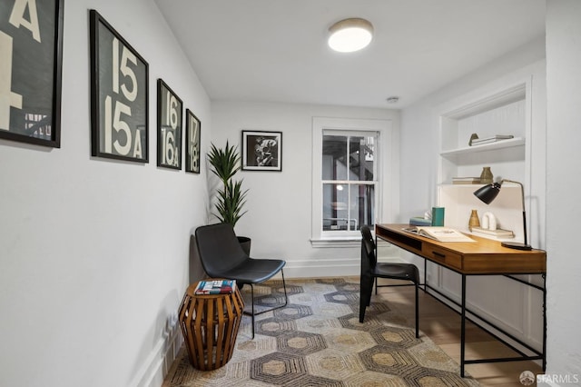 office area featuring hardwood / wood-style floors