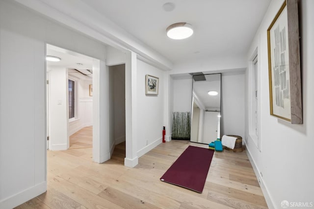 hall featuring light wood-type flooring