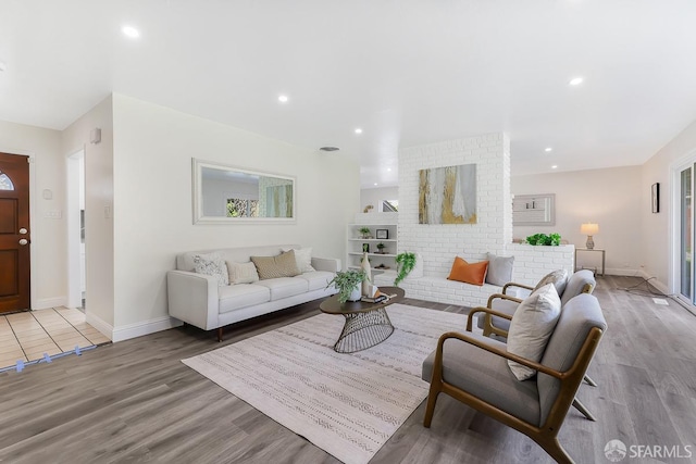 living room featuring light wood-type flooring