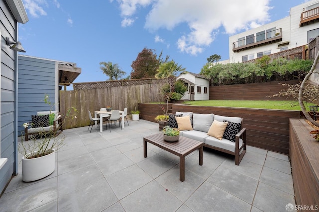 view of patio / terrace with an outdoor structure