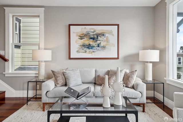 living room with hardwood / wood-style flooring