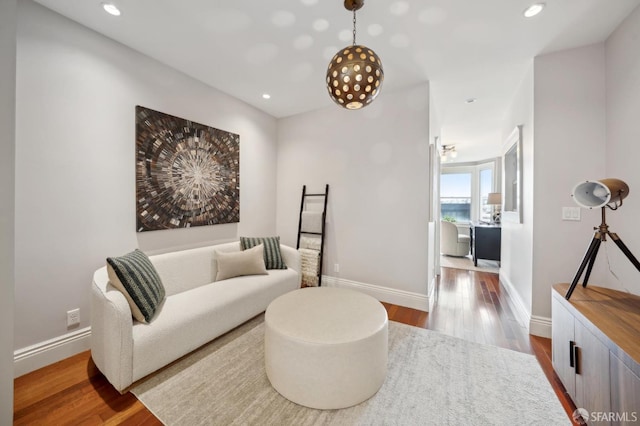 living room featuring hardwood / wood-style flooring