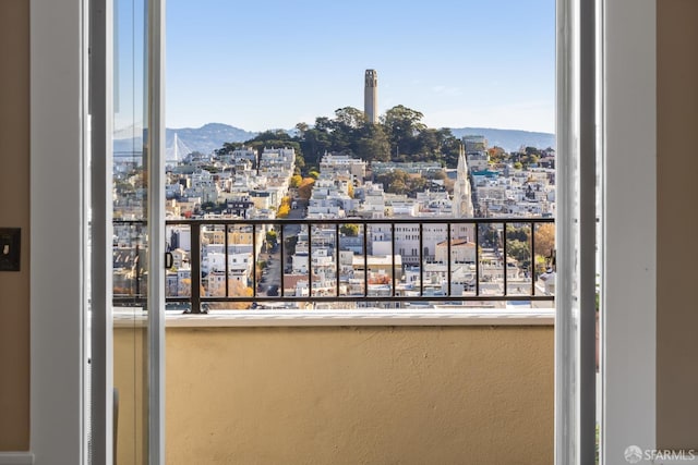 balcony with a mountain view