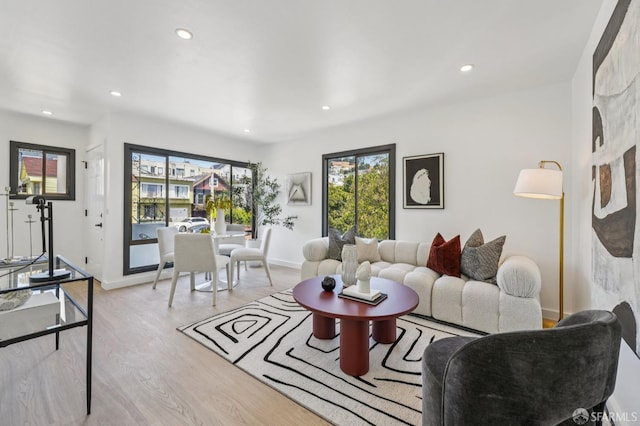 301 Banks St, San Francisco, CA 94110 - living room with recessed lighting, healthy amount of natural light, light wood finished floors, and baseboards