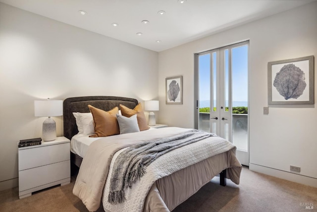 83 Mount Tiburon Rd, Tiburon, CA 94920 - bedroom with carpet floors, access to outside, french doors, and recessed lighting
