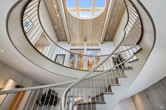 83 Mount Tiburon Rd, Tiburon, CA 94920 - stairs with a towering ceiling, plenty of natural light, and recessed lighting