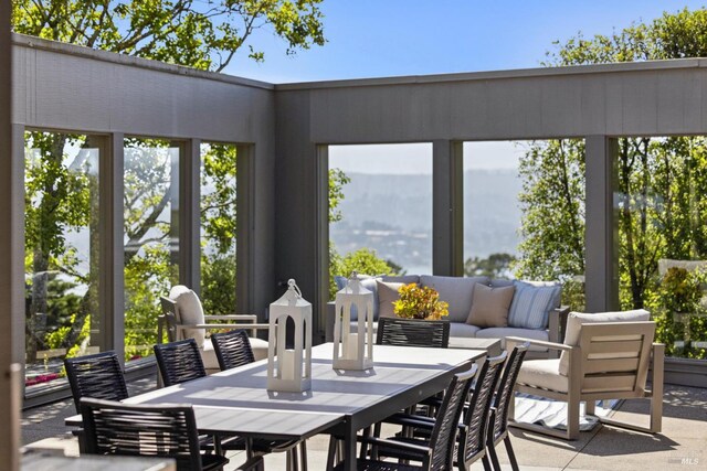 83 Mount Tiburon Rd, Tiburon, CA 94920 - view of patio with outdoor dining area and a mountain view