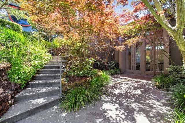 83 Mount Tiburon Rd, Tiburon, CA 94920 - view of yard with french doors and stairway
