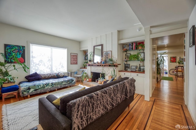 living room featuring light hardwood / wood-style flooring