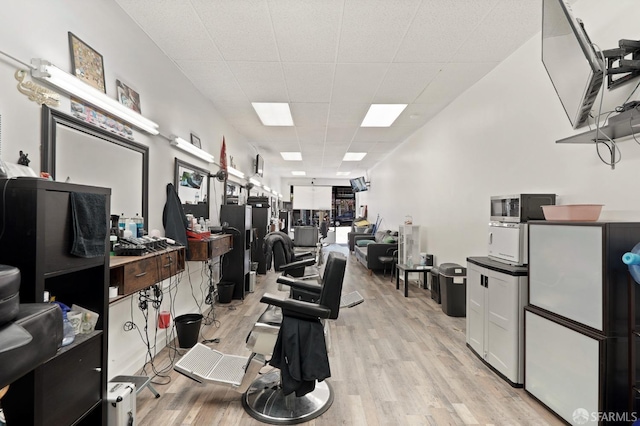 office area featuring light wood-style flooring