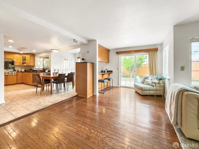 1113 Pebblewood Way, San Mateo, CA 94403 - living area featuring light wood-style floors and recessed lighting