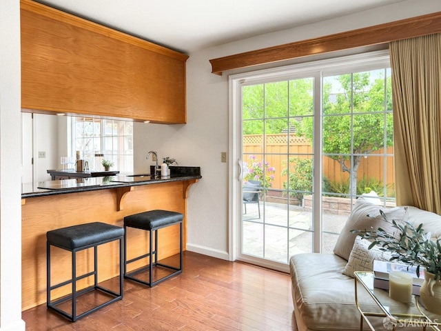 1113 Pebblewood Way, San Mateo, CA 94403 - interior space featuring baseboards, wood finished floors, and a sink