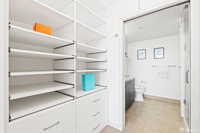 interior space featuring light tile patterned flooring